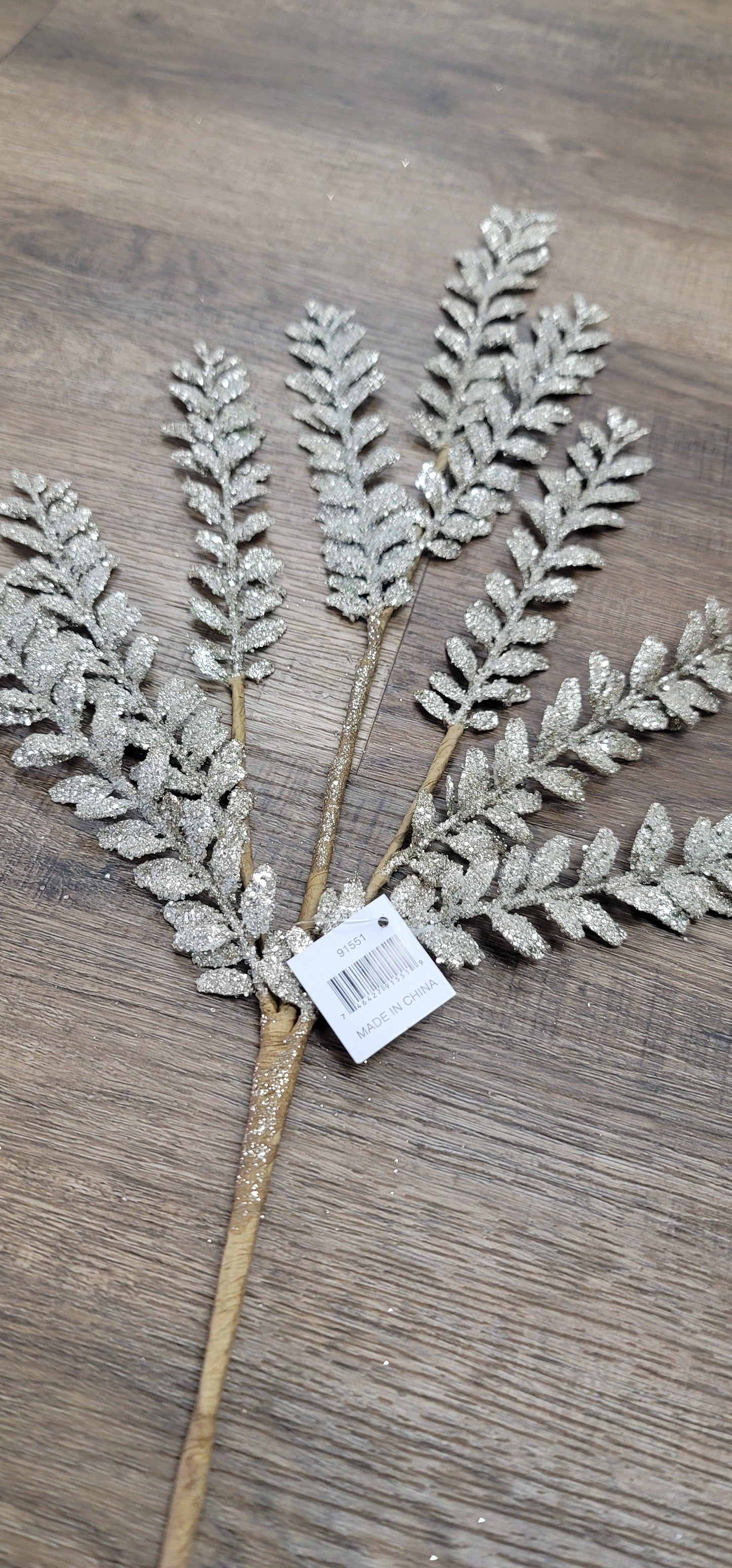 Glittered Leaf Spray