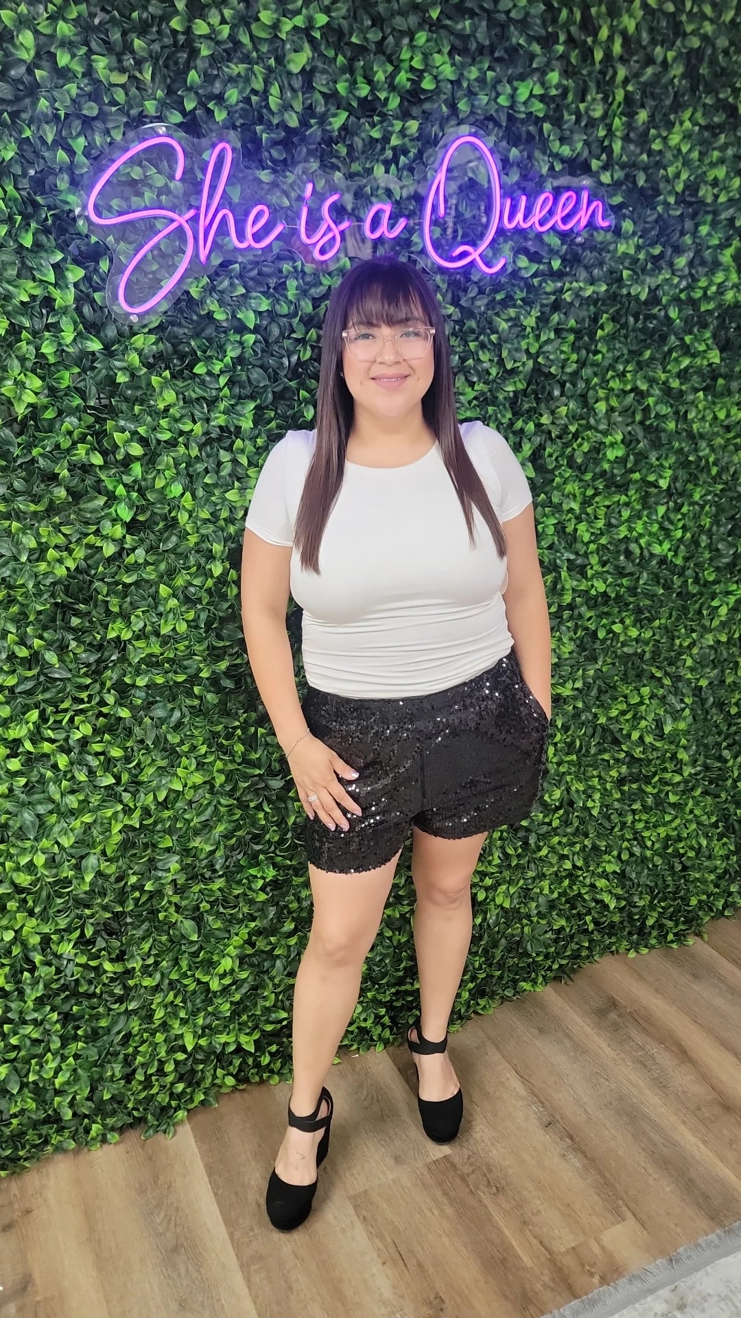 Black Sequence Shorts