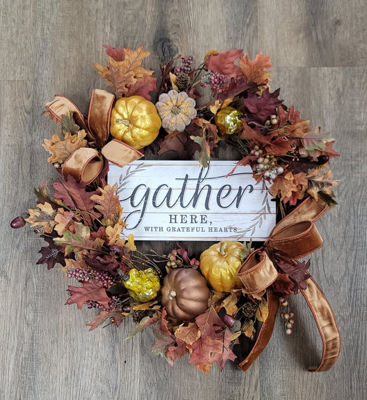 Fall Grapevine Wreath w/ Pumpkins