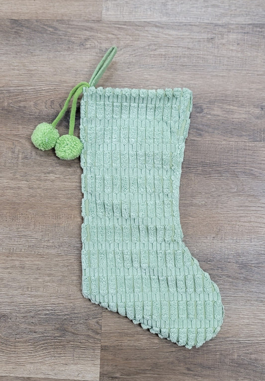 Fabric Stocking  w/pompom