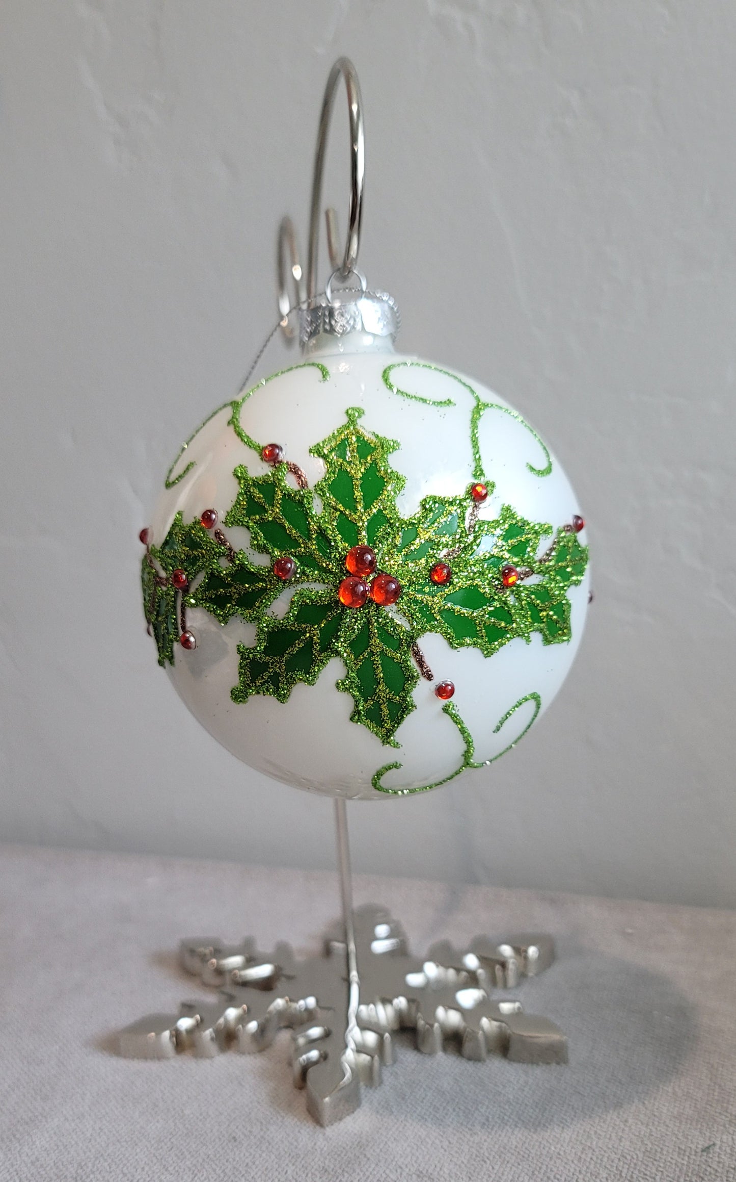 Holly Glass Ornaments
