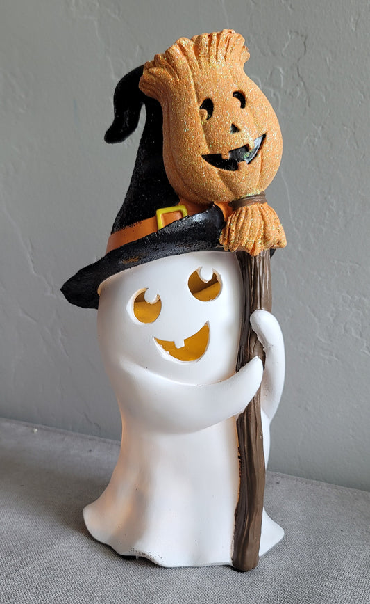 Lighted Ghost with Broom