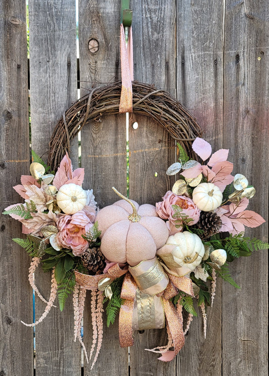 Rose Gold/Pink Grapevine Wreath