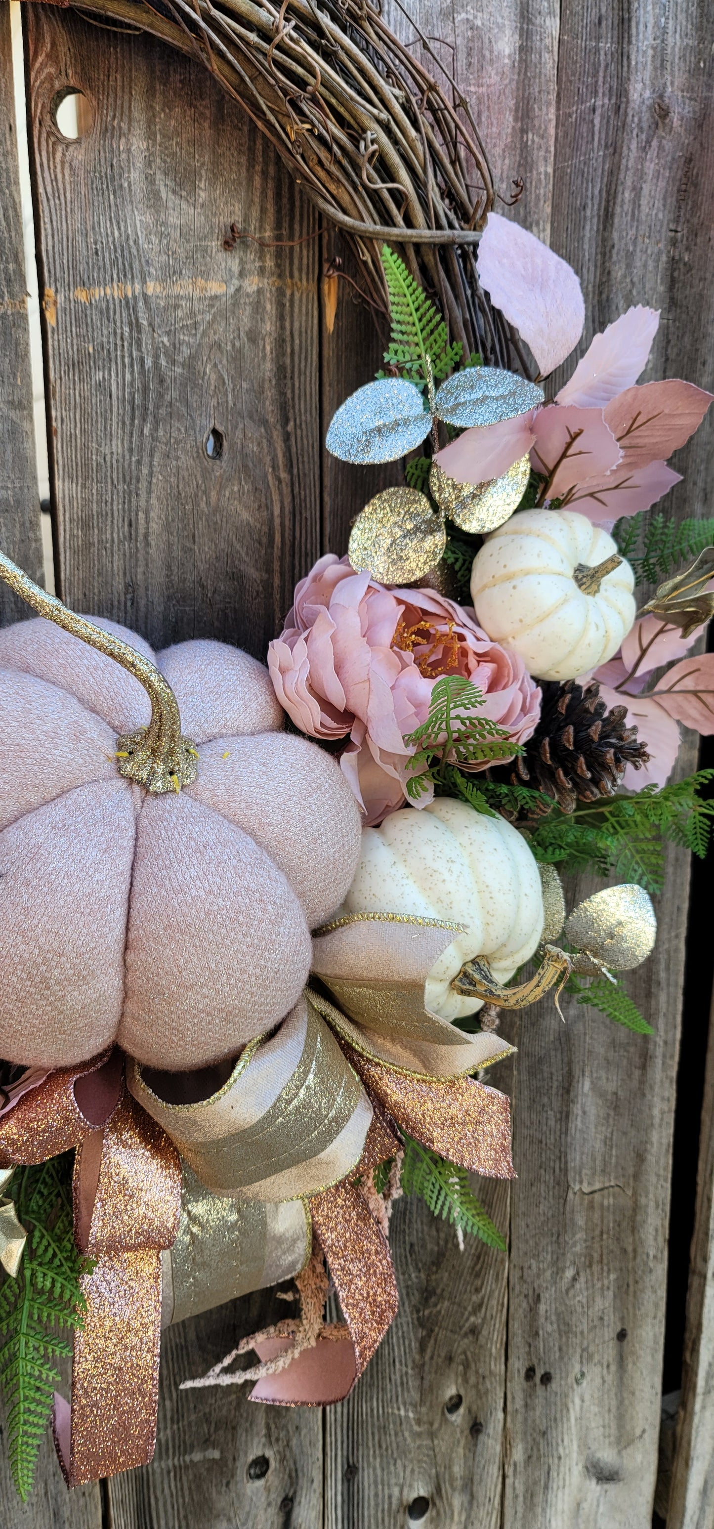 Rose Gold/Pink Grapevine Wreath