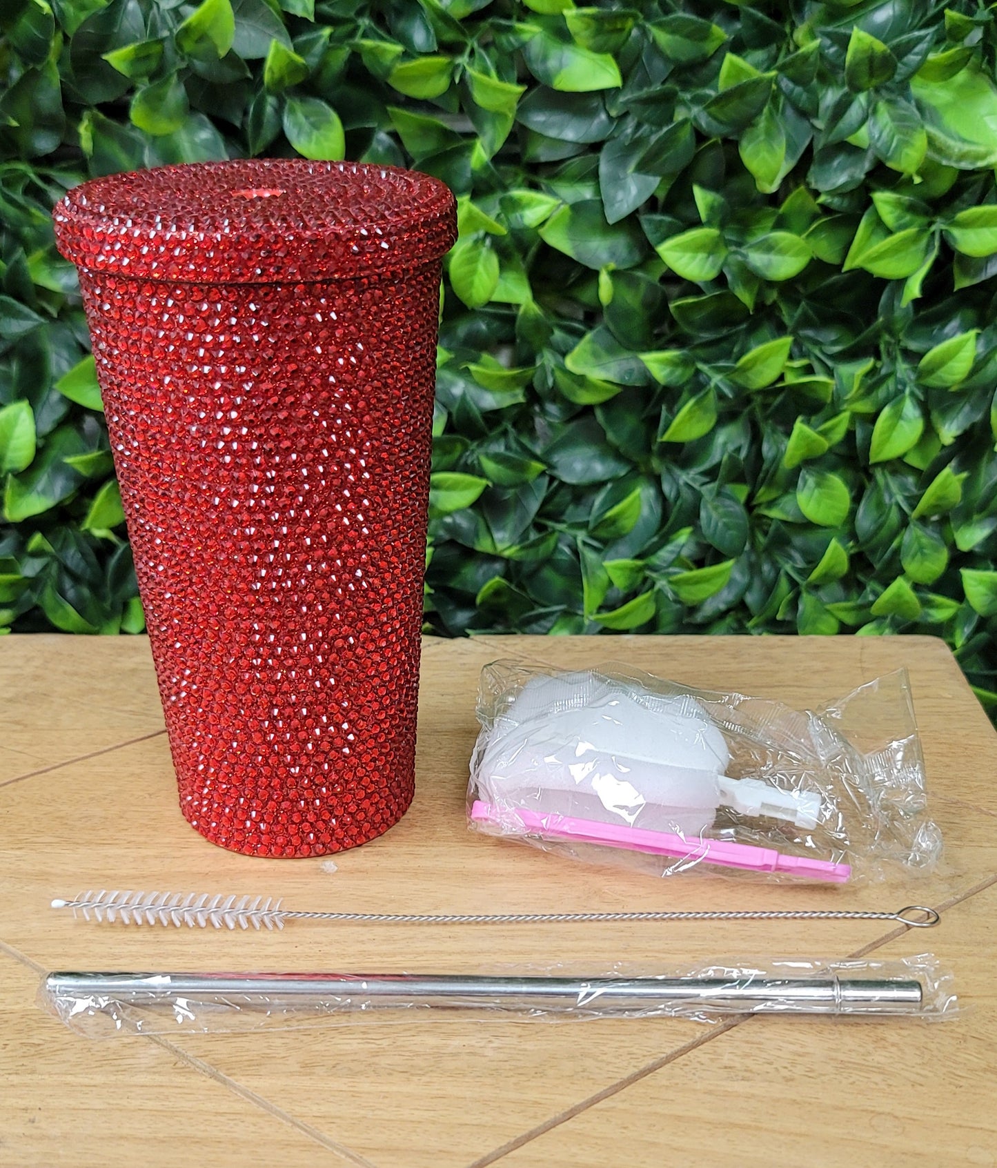 Rhinestone Tumbler with Straw