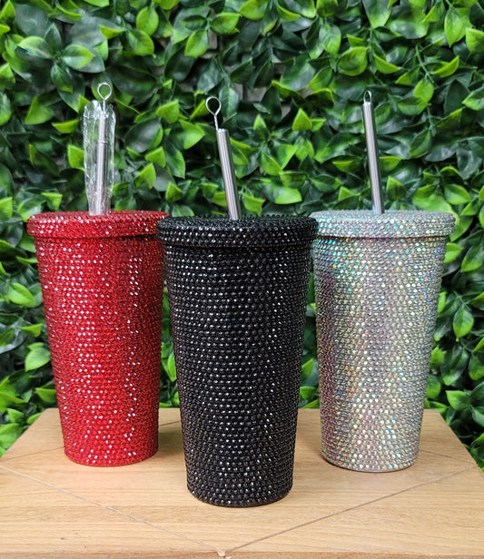 Rhinestone Tumbler with Straw