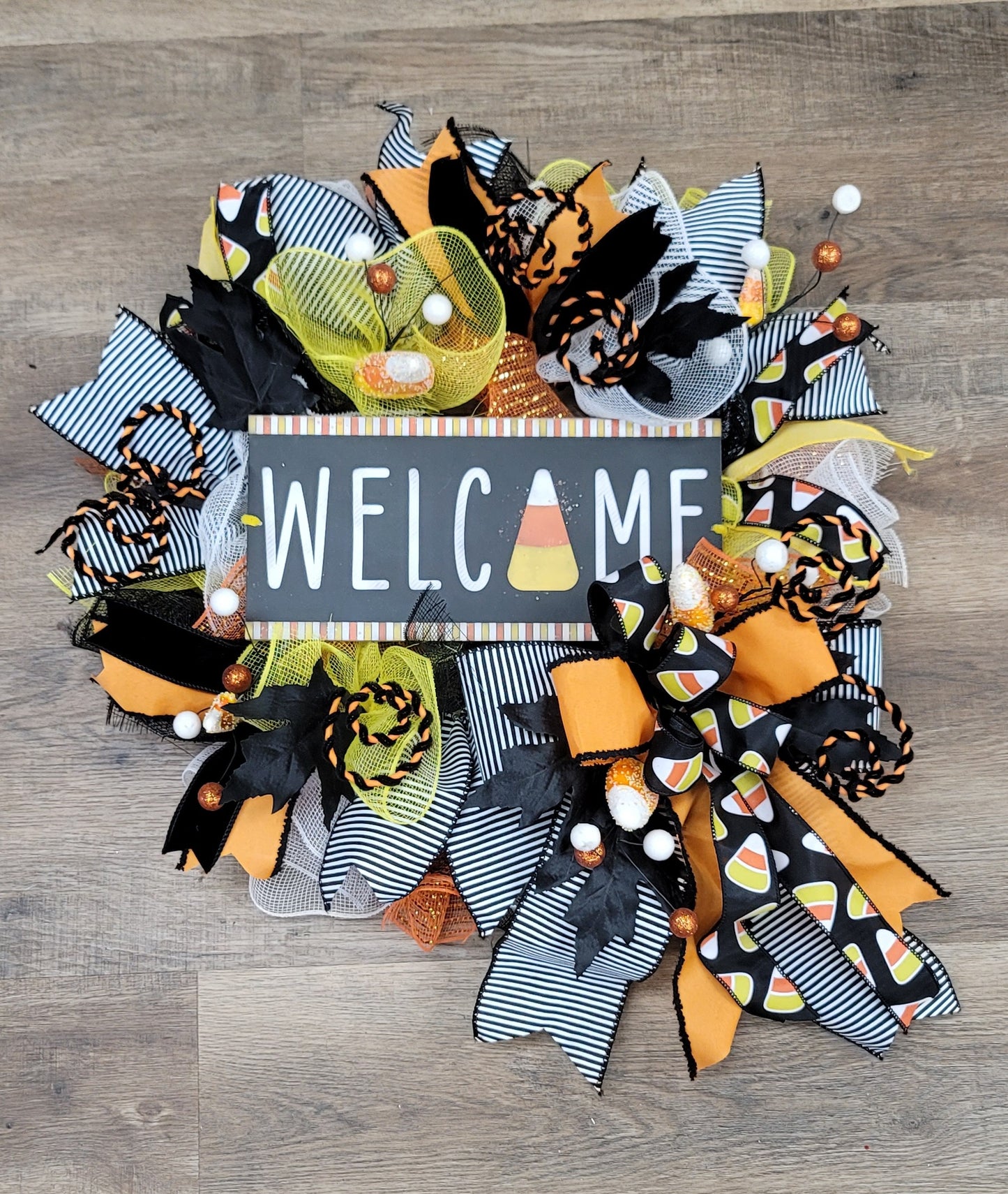 Welcome Candy Corn Wreath