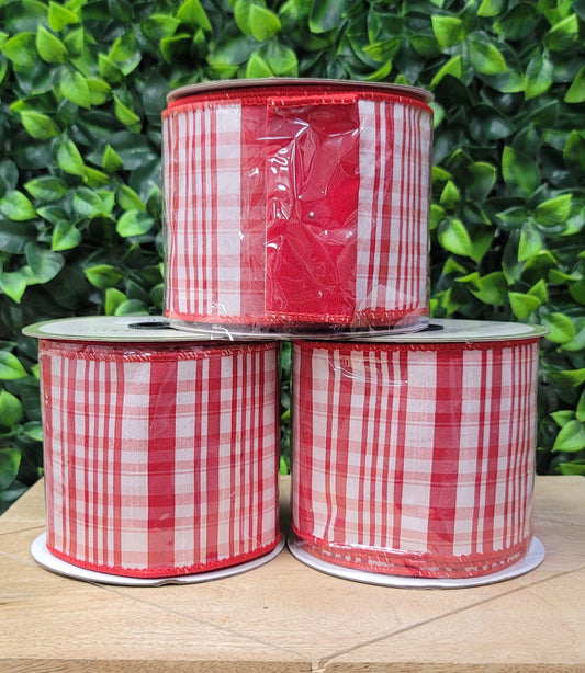 Peppermint  Plaid Ribbon