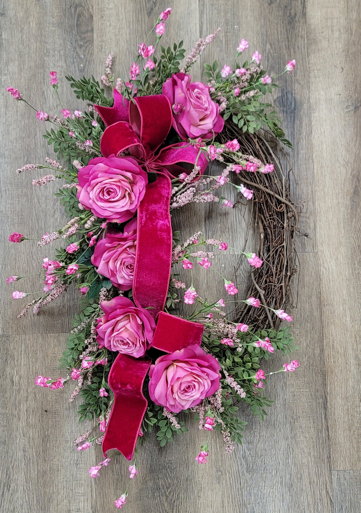 Pink Grapevine Wreath