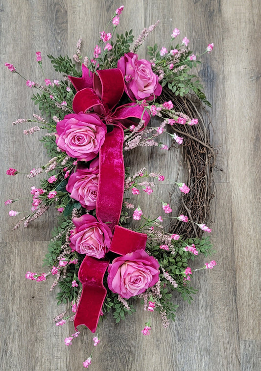 Pink Grapevine Wreath