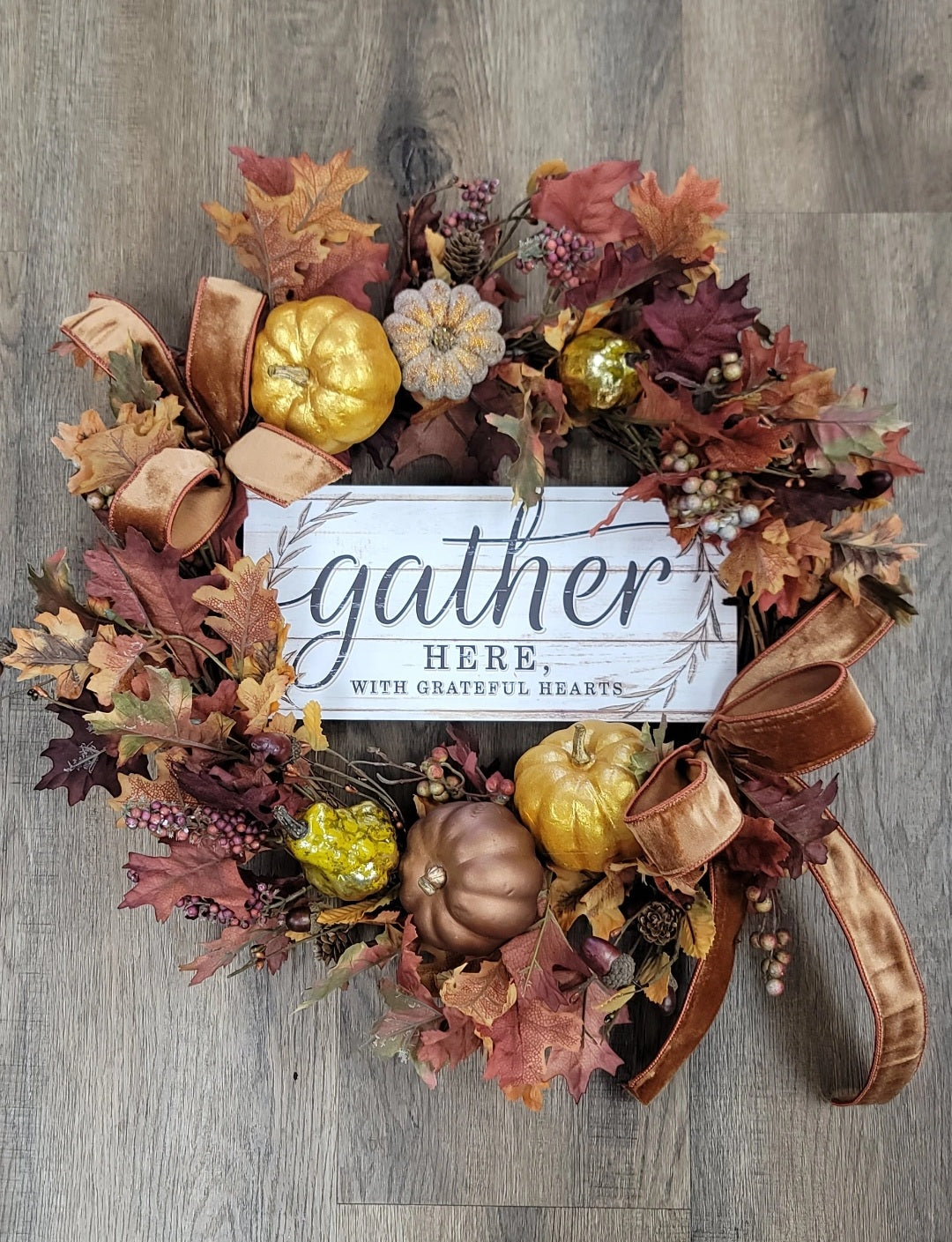 Fall Grapevine Wreath w/ Pumpkins