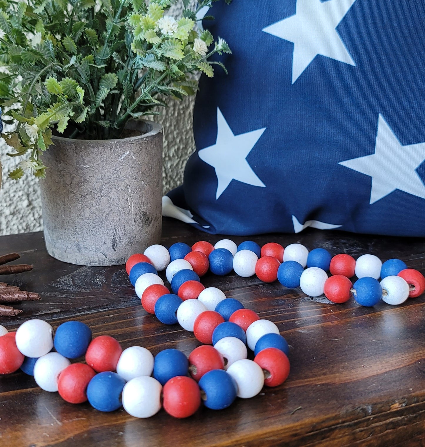 Americana Wood Bead Garland