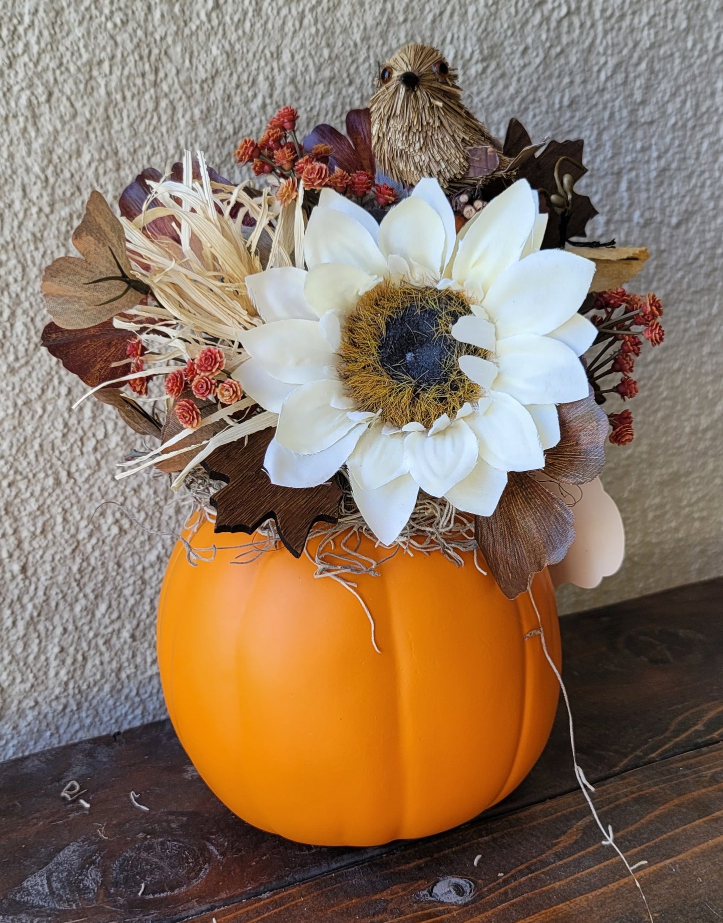 Fall White Sunflower Pumpkin