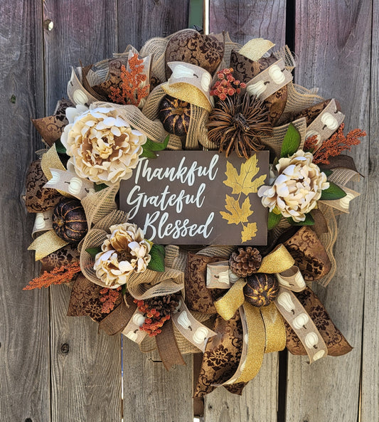 Thankful, Grateful, Blessed Wreath