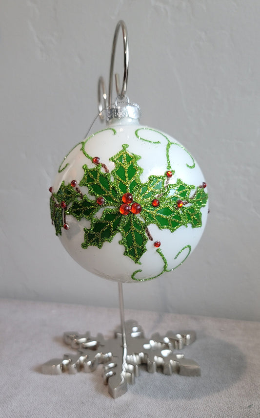 Holly Glass Ornaments