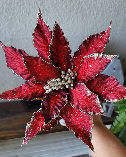 Red/Gold Velvet Poinsettia