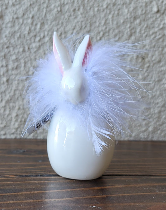 White Porcelain Feathered Bunny